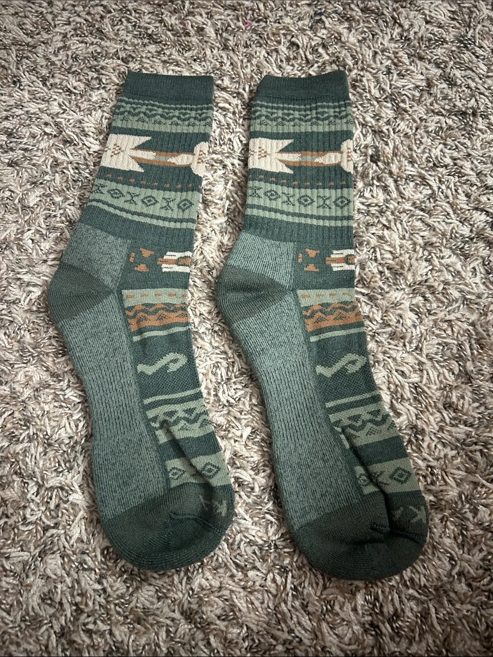 Paka Thermal Pacha Crew Socks Dark Olive Sz L NWT